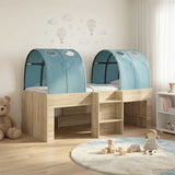 Letto Alto per Bambini con Tunnel Rovere Sonoma e Azzurro