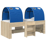 Letto Alto per Bambini con Tunnel 3 pz Rovere Sonoma e Blu