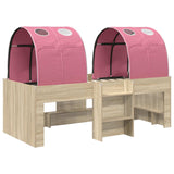 Letto Alto per Bambini con Tunnel Rovere Sonoma e Rosa