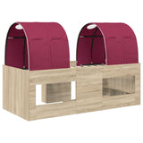 Letto Alto per Bambini con Tunnel 3 pz Rovere Sonoma e Rosso