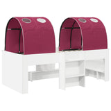 Letto con Tunnel 3 pz Bianco e Rosso Legno ingegnerizzato