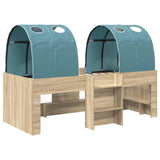 Letto con Tunnel 3 pz Rovere Sonoma e Azzurro