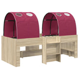 Letto con Tunnel 3 pz Rovere Sonoma e Rosso