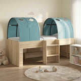 Letto con Tunnel 3 pz Sonoma e Azzurro Chiaro