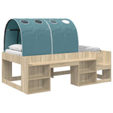 Letto con Tunnel con lo scaffale 3 pz Sonoma e Azzurro Chiaro