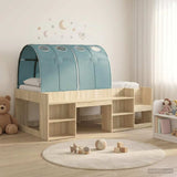 Letto alto per bambini con storage 3 pz Rovere Sonoma e Azzurro