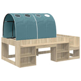 Letto alto per bambini con storage 3 pz Rovere Sonoma e Azzurro