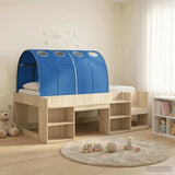Letto alto per bambini con storage Rovere Sonoma e Blu