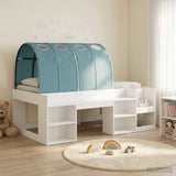 Letto con Tunnel 3 pz Bianco e azzurro Legno ingegnerizzato