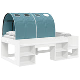 Letto con Tunnel 3 pz Bianco e azzurro Legno ingegnerizzato