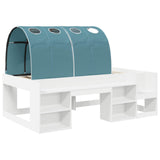 Letto con Tunnel 3 pz Bianco e azzurro Legno ingegnerizzato