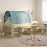 Letto con Tunnel con lo scaffale 3 pz Rovere Sonoma e Azzurro