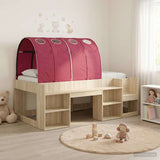Letto con Tunnel con lo scaffale 3 pz Rovere Sonoma e Rosso