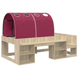 Letto con Tunnel con lo scaffale 3 pz Rovere Sonoma e Rosso