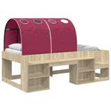 Letto con Tunnel 3 pz Rovere Sonoma e Rosso Legno truciolato