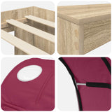 Letto alto per bambini con scrivania 3 pz Rovere Sonoma e Rosso