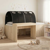 Letto alto per bambini con scrivania 3 pz Rovere Sonoma e Nero