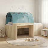 Letto con Tunnel 3 pz Rovere Artigianale e Blu Chiaro