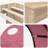 Letto con Tunnel 3 pz Rovere Artigianale e Rosa