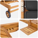 Lettino con Cuscino Legno di teak solido Marrone e grigio scuro