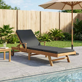 Lettino con Cuscino Legno di teak solido Marrone e grigio scuro