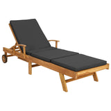 Lettino con Cuscino Legno di teak solido Marrone e grigio scuro