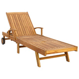 Lettino con Cuscino Legno di teak solido Marrone e grigio scuro
