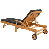 Lettino con Cuscino Legno di teak solido Marrone e grigio scuro