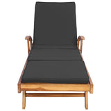 Lettino con Cuscino Legno di teak solido Marrone e grigio scuro