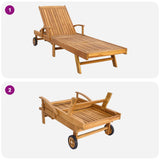 Lettino con Cuscino Legno di teak solido Marrone e grigio scuro