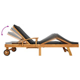 Lettino con Cuscino Legno di teak solido Marrone e grigio scuro