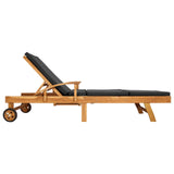 Lettino con Cuscino Legno di teak solido Marrone e grigio scuro