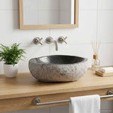 Lavabo Ovale Grigio (32-37) x (27-30) x 12 cm Pietra di Fiume