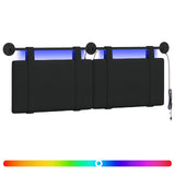 Testiera sospesa Con luce LED Nero Tessuto