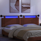 Testiera sospesa Con luce LED Marrone Lucido PU Antico