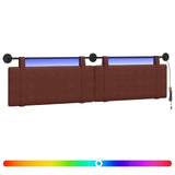 Testiera sospesa Con luce LED Marrone Lucido PU Antico