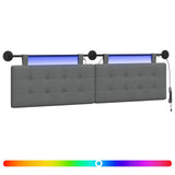 Testiera sospesa Con luce LED Grigio Scuro Tessuto