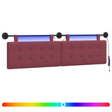 Testiera sospesa Con luce LED Rosso Vino Tessuto