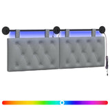 Testiera sospesa Con luce LED Grigio Chiaro Tessuto