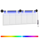 Testiera sospesa Con luce LED Bianco Tessuto