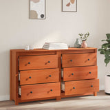 Credenza con cassetto 2 pcs Marrone Cera 140 x 35 x 80 cm