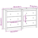 Credenza con cassetto 2 pcs Marrone Cera 140 x 35 x 80 cm