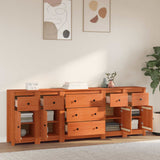 Credenza 5 pcs Marrone Cera Legno di pino massiccio
