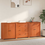 Credenza 3 pcs Marrone Cera Legno di pino massiccio