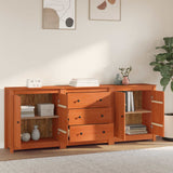 Credenza 3 pcs Marrone Cera Legno di pino massiccio