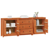 Credenza 3 pcs Marrone Cera Legno di pino massiccio