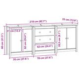 Credenza 3 pcs Marrone Cera Legno di pino massiccio