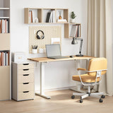 Scrivania con archiviazione Bianco e Naturale 140 x 60 cm