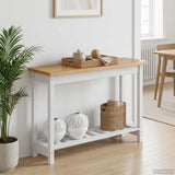 VidaXL Tavolo consolle con lo scaffale EKAI Bianco 112 x 35 x 76 cm