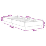 Struttura del letto Sonoma grigio 80 x 200 cm